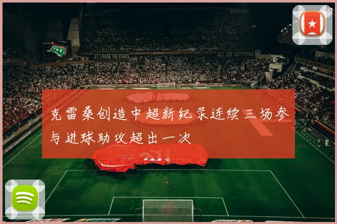 克雷桑创造中超新纪录连续三场参与进球助攻超出一次