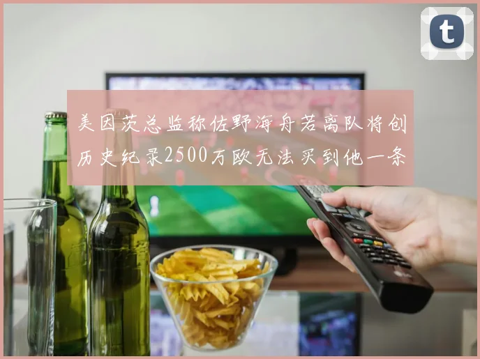 美因茨总监称佐野海舟若离队将创历史纪录2500万欧无法买到他一条腿
